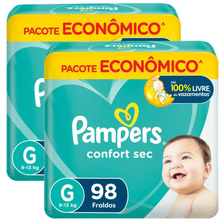 Kit 2 Fraldas Confort Sec G 98 unidades
