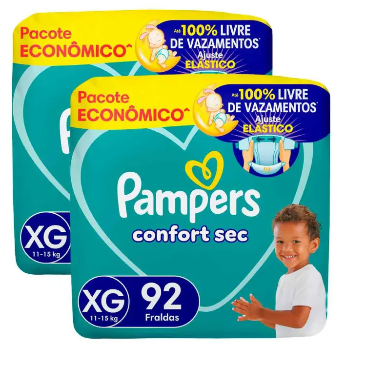 Kit Fralda Confort Sec XG 2 Pacotes de 92 Unidades
